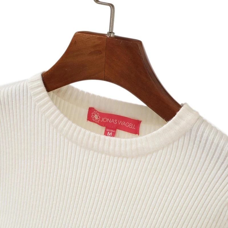 ribbed knitted round neck sweater-2