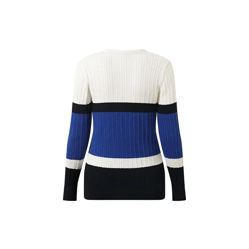 Women's Cable Knit V-Neck Sweater-1